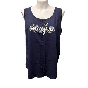 Navy Blue IMAGINE Tank Top with Floral Design